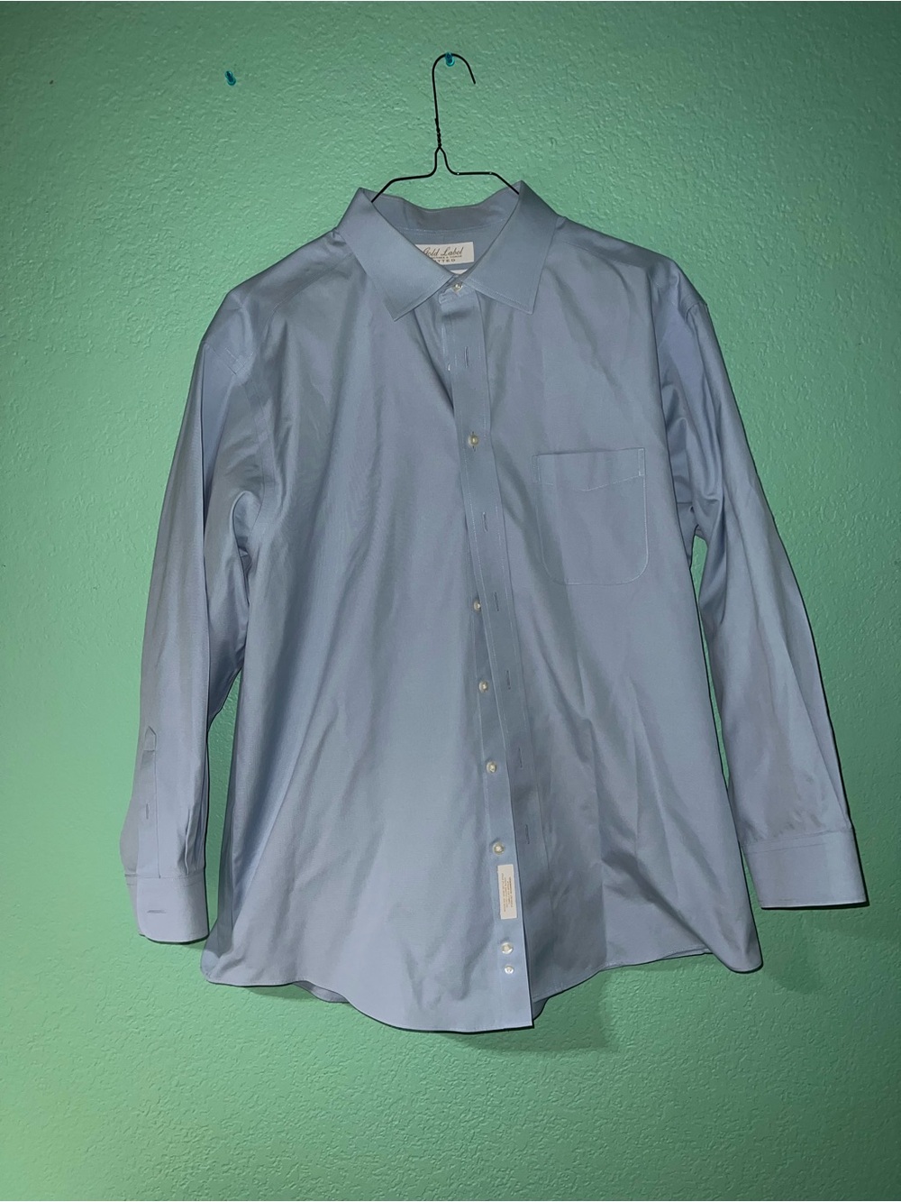 Men's Light Blue Classic Dress Shirt with Point Collar